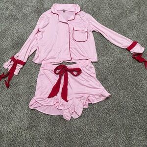 Pink and Red Women's Pajama Set
